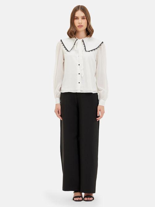 Shonda Peterpan Collar Tie-Up Shirt