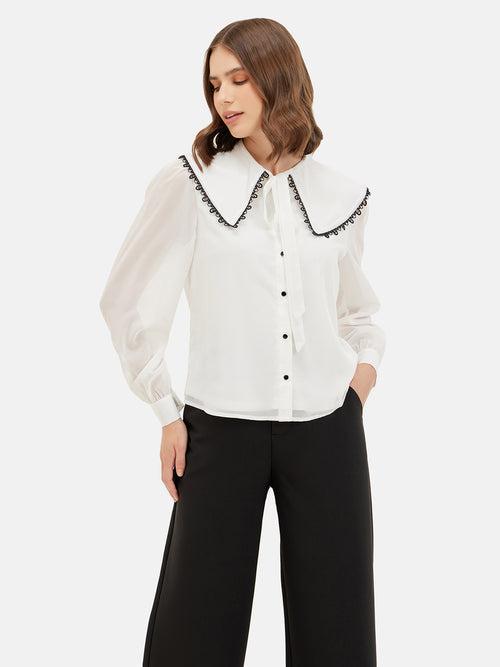 Shonda Peterpan Collar Tie-Up Shirt