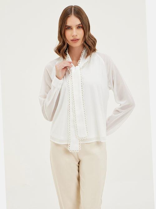 Georgia Tie-Up Blouse With Lace