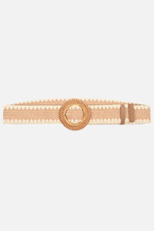 Broad Elastic Raffia Belt