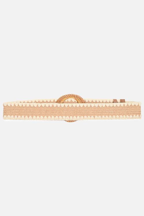 Broad Elastic Raffia Belt