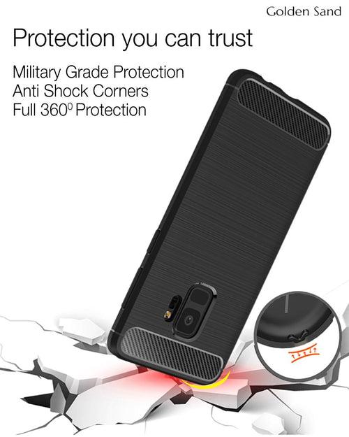 Carbon Fibre Series Shockproof Armor Back Cover for Samsung Galaxy S9, 5.8 inch, Black