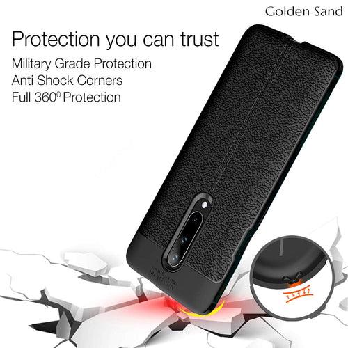 Leather Armor TPU Series Shockproof Armor Back Cover for OnePlus 7 Pro 6.67 inch, Black