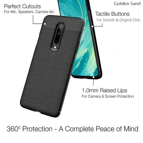 Leather Armor TPU Series Shockproof Armor Back Cover for OnePlus 7 Pro 6.67 inch, Black