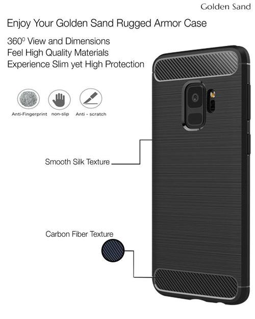 Carbon Fibre Series Shockproof Armor Back Cover for Samsung Galaxy S9, 5.8 inch, Black