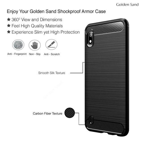 Carbon Fibre Series Shockproof Armor Back Cover for Samsung Galaxy A10, 6.2 inch, Black