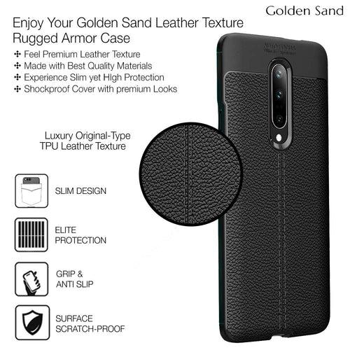 Leather Armor TPU Series Shockproof Armor Back Cover for OnePlus 7 Pro 6.67 inch, Black