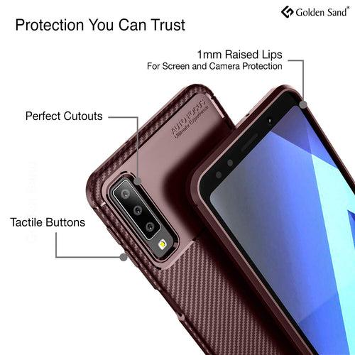 Aramid Fibre Series Shockproof Armor Back Cover for Samsung Galaxy A7 (2018), 6.0 inch, Brown