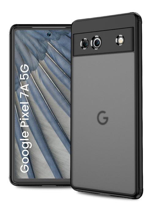 Rugged Frosted Semi Transparent PC Shock Proof Slim Back Cover for Google Pixel 7a 5G, 6.1 inch, Black