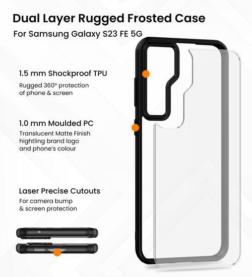 Rugged Frosted Semi Transparent PC Shock Proof Slim Back Cover for Samsung Galaxy S23 FE 5G, 6.4 inch, Black