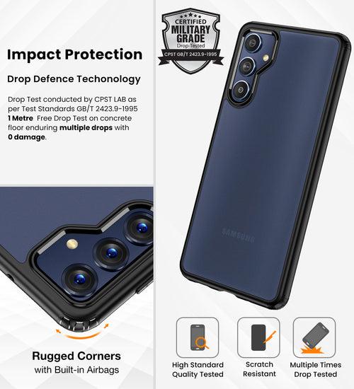 Rugged Frosted Semi Transparent PC Shock Proof Slim Back Cover for Samsung Galaxy F54 5G, 6.7 inch, Black