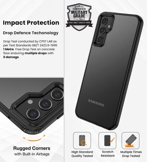 Rugged Frosted Semi Transparent PC Shock Proof Slim Back Cover for Samsung Galaxy S23 FE 5G, 6.4 inch, Black