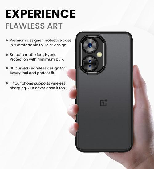 Rugged Frosted Semi Transparent PC Shock Proof Slim Back Cover for OnePlus Nord CE 3 Lite 5G, 6.72 inch, Black