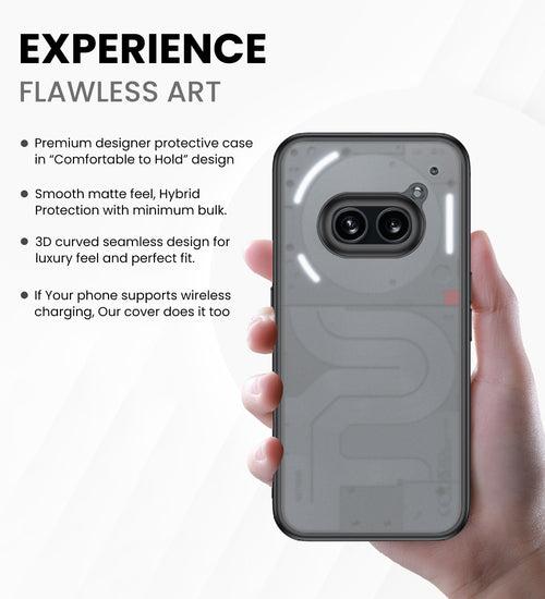 Rugged Frosted Semi Transparent PC Shock Proof Slim Back Cover for Nothing Phone (2a) 5G, 6.7 inch, Black