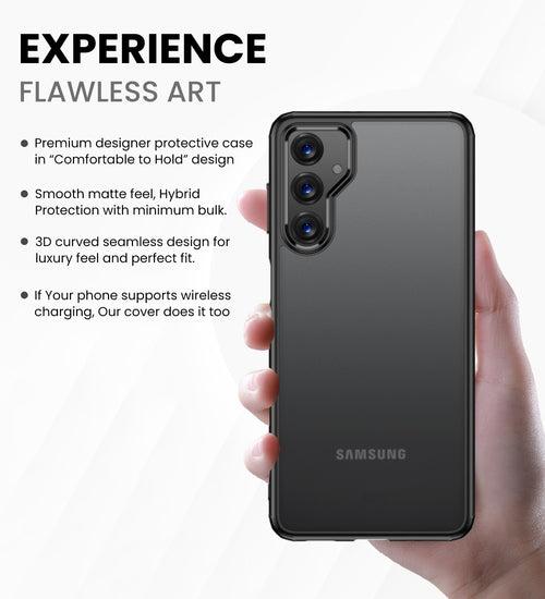 Rugged Frosted Semi Transparent PC Shock Proof Slim Back Cover for Samsung Galaxy A25 5G, 6.5 inch, Black