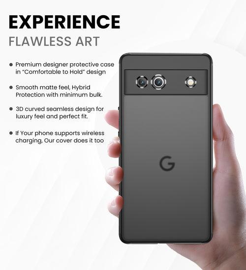 Rugged Frosted Semi Transparent PC Shock Proof Slim Back Cover for Google Pixel 7a 5G, 6.1 inch, Black