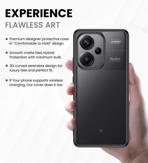 Rugged Frosted Semi Transparent PC Shock Proof Slim Back Cover for Redmi Note 13 Pro+ Plus 5G, 6.67 inch, Black