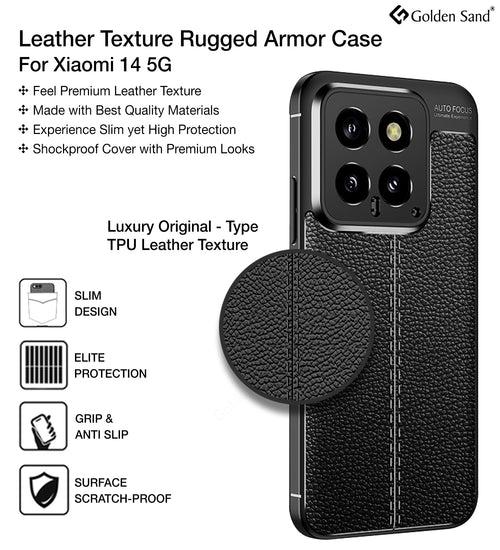 Leather Armor TPU Series Shockproof Armor Back Cover for Xiaomi 14 5G, 6.36 inch, Black