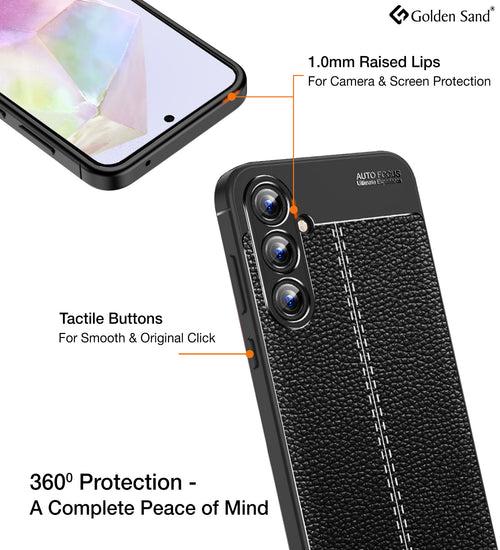 Leather Armor TPU Series Shockproof Armor Back Cover for Samsung Galaxy A35 5G, 6.6 inch, Black