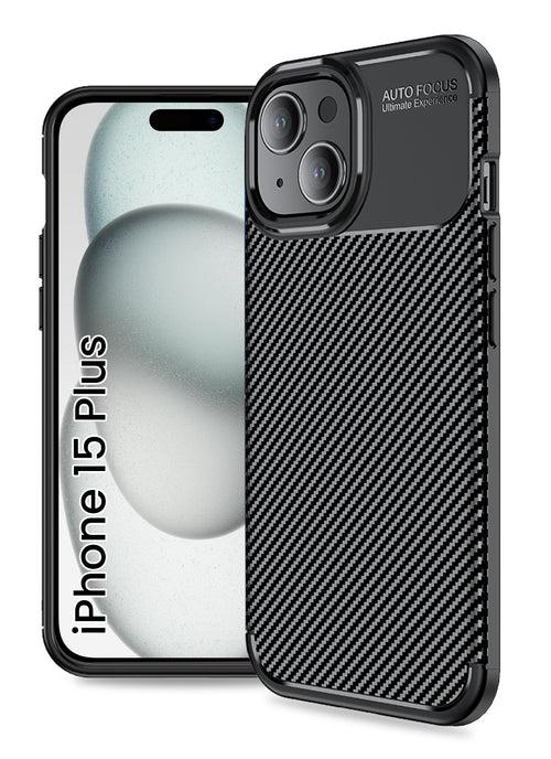 Aramid Fibre Series Shockproof Armor Back Cover for Apple iPhone 15 Plus, 6.7 inch, Black