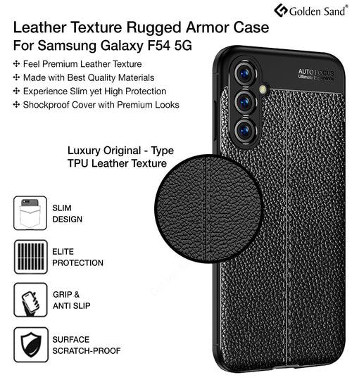 Leather Armor TPU Series Shockproof Armor Back Cover for Samsung Galaxy F54 5G, 6.7 inch, Black