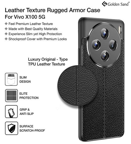 Leather Armor TPU Series Shockproof Armor Back Cover for Vivo X100 5G, 6.78 inch, Black