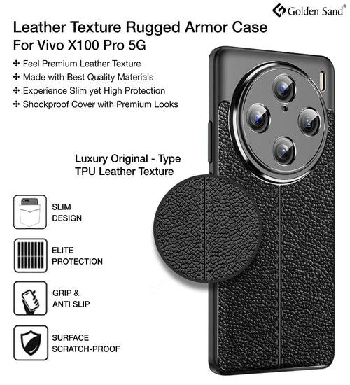 Leather Armor TPU Series Shockproof Armor Back Cover for Vivo X100 Pro 5G, 6.78 inch, Black