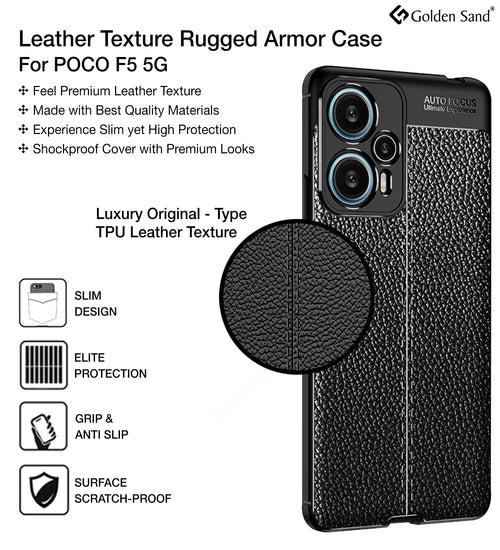 Leather Armor TPU Series Shockproof Armor Back Cover for POCO F5 5G, 6.67 inch, Black