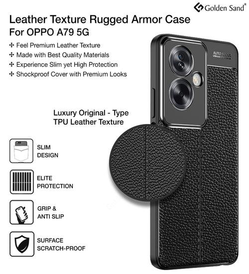 Leather Armor TPU Series Shockproof Armor Back Cover for OPPO A79 5G, 6.72 inch, Black