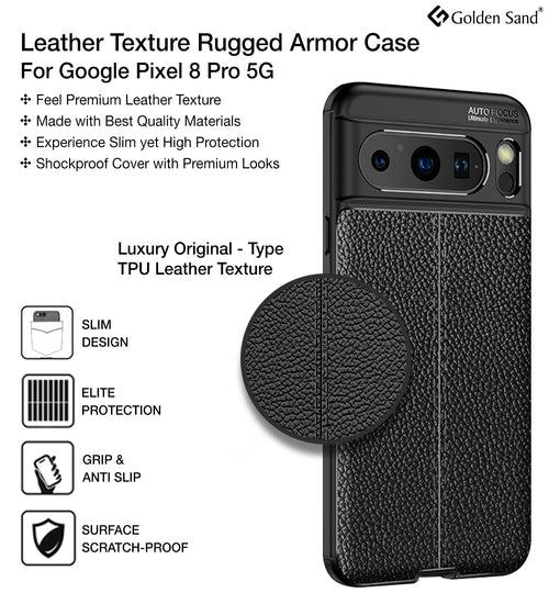 Leather Armor TPU Series Shockproof Armor Back Cover for Google Pixel 8 Pro 5G, 6.7 inch, Black