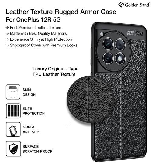 Leather Armor TPU Series Shockproof Armor Back Cover for OnePlus 12R 5G, 6.78 inch, Black