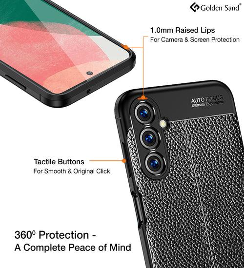 Leather Armor TPU Series Shockproof Armor Back Cover for Samsung Galaxy F54 5G, 6.7 inch, Black