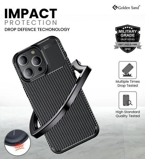 Aramid Fibre Series Shockproof Armor Back Cover for Apple iPhone 15 Pro, 6.1 inch, Black
