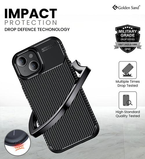 Aramid Fibre Series Shockproof Armor Back Cover for Apple iPhone 15 Plus, 6.7 inch, Black