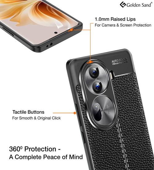 Leather Armor TPU Series Shockproof Armor Back Cover for OPPO Reno 11 Pro 5G, 6.7 inch, Black