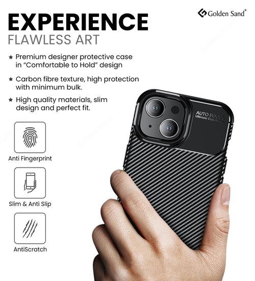 Aramid Fibre Series Shockproof Armor Back Cover for Apple iPhone 15, 6.1 inch, Black