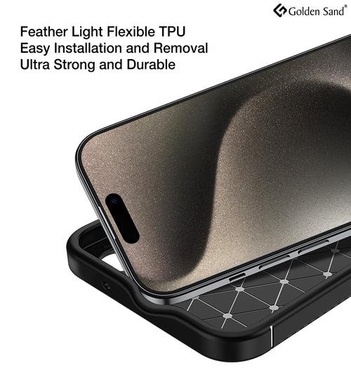 Leather Armor TPU Series Shockproof Armor Back Cover for Apple iPhone 15 Pro Max, 6.7 inch, Black