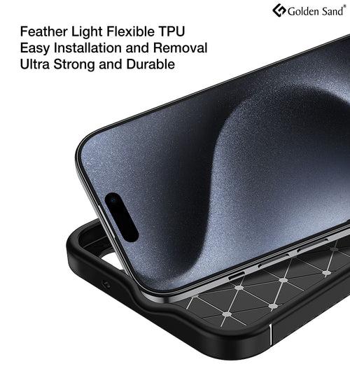 Leather Armor TPU Series Shockproof Armor Back Cover for Apple iPhone 15 Pro, 6.1 inch, Black