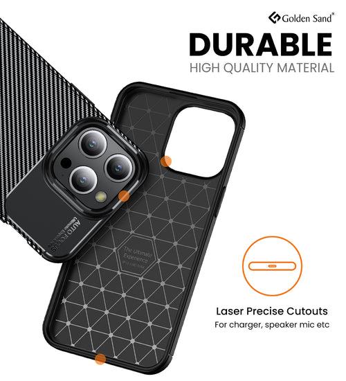 Aramid Fibre Series Shockproof Armor Back Cover for Apple iPhone 15 Pro Max, 6.7 inch, Black