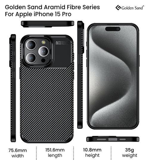 Aramid Fibre Series Shockproof Armor Back Cover for Apple iPhone 15 Pro, 6.1 inch, Black