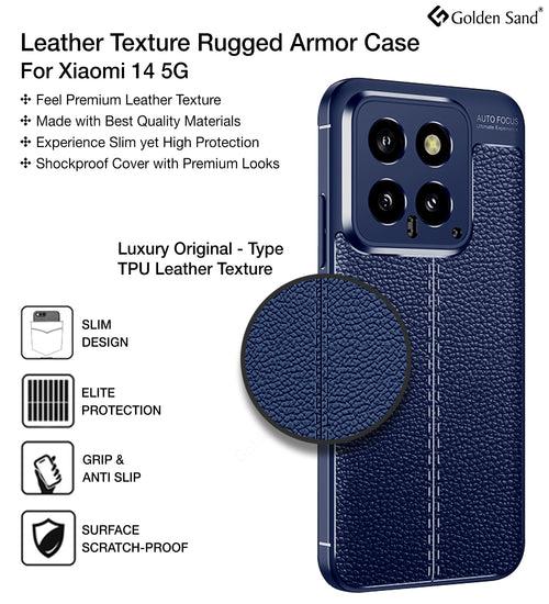 Leather Armor TPU Series Shockproof Armor Back Cover for Xiaomi 14 5G, 6.36 inch, Blue