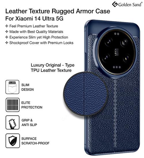 Leather Armor TPU Series Shockproof Armor Back Cover for Xiaomi 14 Ultra 5G, 6.73 inch, Blue