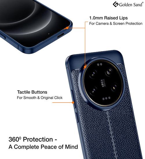 Leather Armor TPU Series Shockproof Armor Back Cover for Xiaomi 14 Ultra 5G, 6.73 inch, Blue