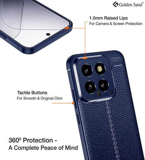 Leather Armor TPU Series Shockproof Armor Back Cover for Xiaomi 14 5G, 6.36 inch, Blue