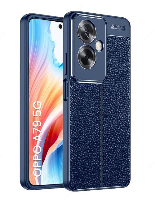 Leather Armor TPU Series Shockproof Armor Back Cover for OPPO A79 5G, 6.72 inch, Blue