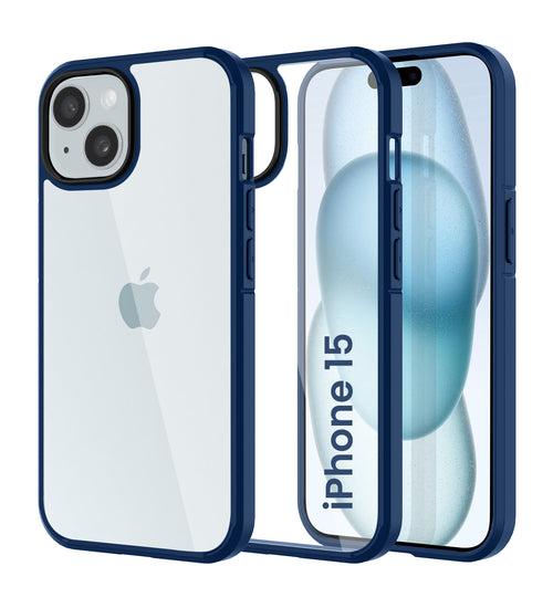 Ice Crystal Series Hybrid Transparent PC Military Grade TPU Back Cover for Apple iPhone 15, 6.1 inch, Blue