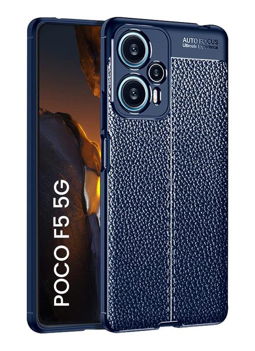 Leather Armor TPU Series Shockproof Armor Back Cover for POCO F5 5G, 6.67 inch, Blue