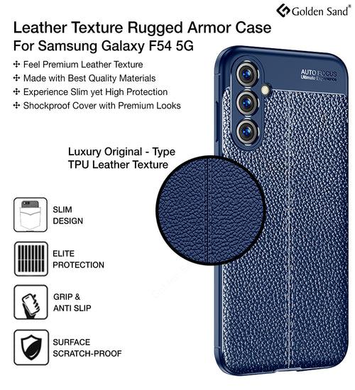 Leather Armor TPU Series Shockproof Armor Back Cover for Samsung Galaxy F54 5G, 6.7 inch, Blue