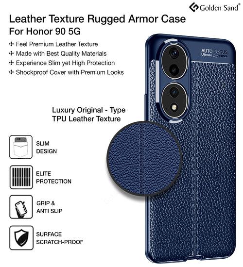 Leather Armor TPU Series Shockproof Armor Back Cover for HONOR 90 5G, 6.7 inch, Blue