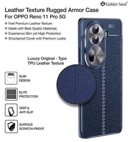 Leather Armor TPU Series Shockproof Armor Back Cover for OPPO Reno 11 Pro 5G, 6.7 inch, Blue